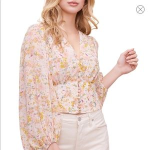 ASTR the label pink floral blouse